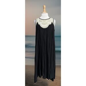 David Meister Washed Luxe Midi Dress Black/Nude Coastal Casual Resort Wear XL